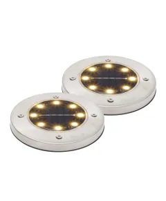 Home MX626WW napelemes kerti lámpa, 2 db-os szett, 8 db melegfehér LED, akkumulátor, acél és műanyag