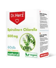 DR Herz Spirulina + Chlorella 60 db kapszula doboz