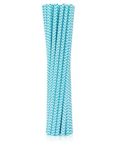 Kék Light Blue Chevron papír szívószál 12 db-os