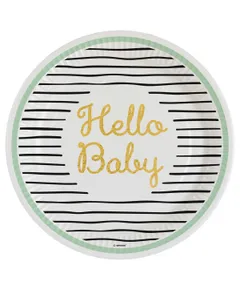 Hello Baby Gold papírtányér 8 db-os 23 cm