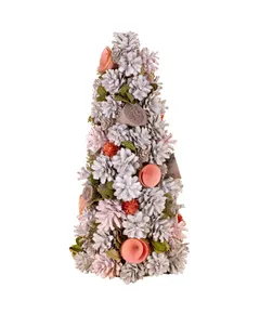 Karácsonyfa MagicHome Karácsony, feldíszített, natúr, rózsaszín, 40 cm