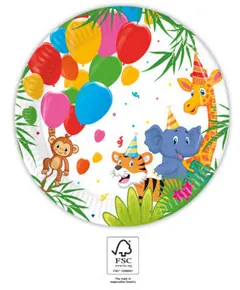 Dzsungel Balloons papírtányér 8 db-os 20 cm FSC