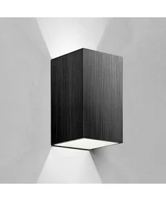 Kültéri fali LED lámpa 12W szálcsiszolt fekete IP65 vízálló 6000K hideg fényű (1003-6-BRUSHED-BLACK-6000K)