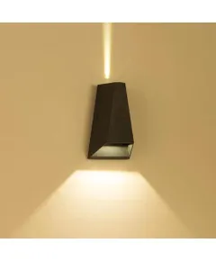 Kültéri fali LED lámpa 10W fekete IP65 vízálló 3000K meleg fényű (1017-1-BLACK-3000K)