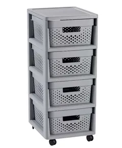 Curver  Infinity dots műanyag négyszintes komód - 4X11 L - szürke