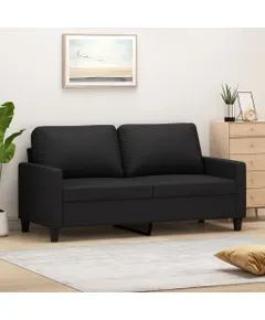 2 személyes fekete műbőr kanapé 140 cm