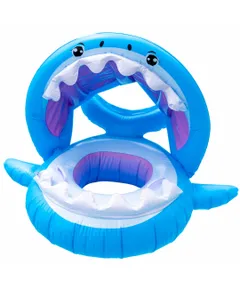 2in1 Shark felfújható csónak matrac gyerekeknek árnyékolóval
