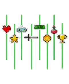 Játék Game On papír szívószál 8 db-os