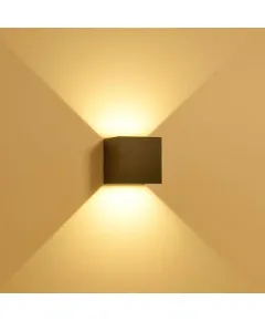 Kültéri fali LED lámpa 12W fekete IP65 vízálló 3000K meleg fényű (1003-2-BLACK-3000K)