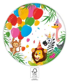 Dzsungel Balloons papírtányér 8 db-os 23 cm FSC