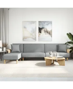 világosszürke L-alakú szövet kanapéágy 279x140x70 cm
