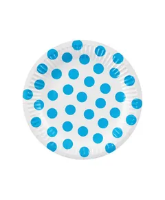 Pöttyös Sky Blue Polka Dot papírtányér 6 db-os 18 cm